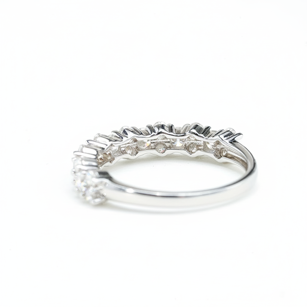 Cluster of Stars Half Eternity Band – White Gold Plated