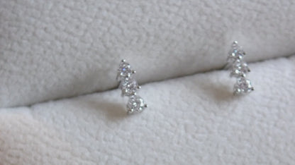 Graduated Three-Stone Moissanite Stud Earrings – 1.0ct per Set