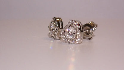 Romantic Heart-Shaped Halo Stud Earrings