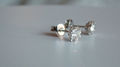 Moissanite Heart-Prong Solitaire Stud Earrings – DEF, Sterling Silver