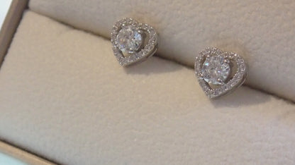 Romantic Heart-Shaped Halo Stud Earrings