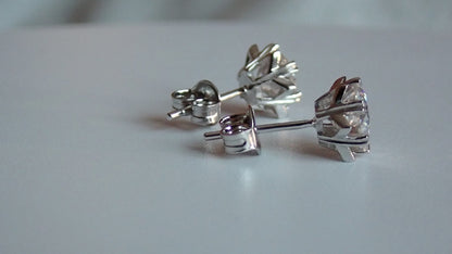 Moissanite Heart-Prong Solitaire Stud Earrings – DEF, Sterling Silver